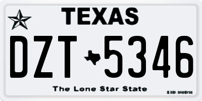 TX license plate DZT5346