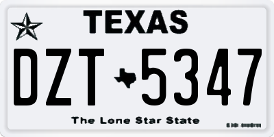 TX license plate DZT5347
