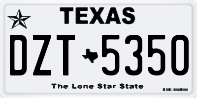TX license plate DZT5350