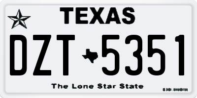 TX license plate DZT5351
