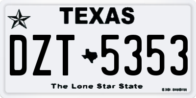 TX license plate DZT5353