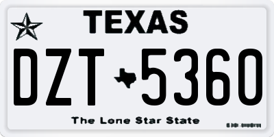 TX license plate DZT5360