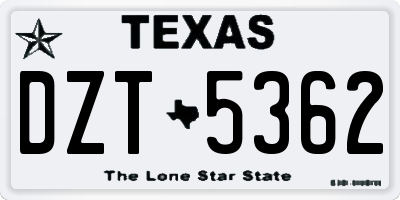 TX license plate DZT5362