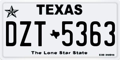 TX license plate DZT5363