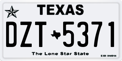 TX license plate DZT5371