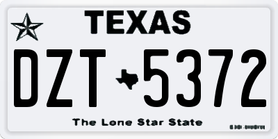 TX license plate DZT5372