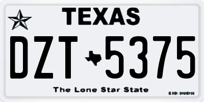 TX license plate DZT5375