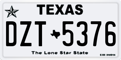 TX license plate DZT5376