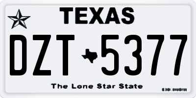 TX license plate DZT5377