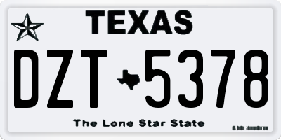 TX license plate DZT5378