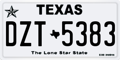 TX license plate DZT5383