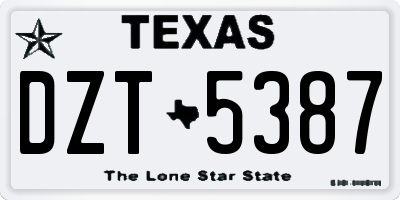 TX license plate DZT5387