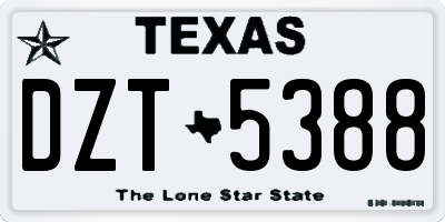 TX license plate DZT5388