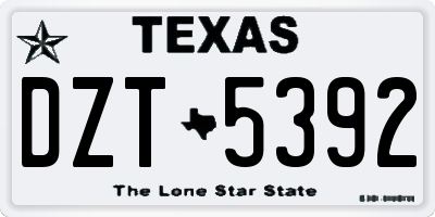 TX license plate DZT5392
