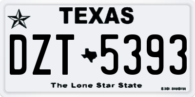 TX license plate DZT5393