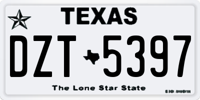TX license plate DZT5397