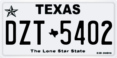 TX license plate DZT5402