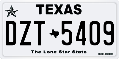 TX license plate DZT5409
