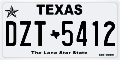 TX license plate DZT5412
