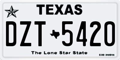 TX license plate DZT5420