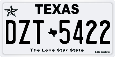 TX license plate DZT5422