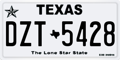 TX license plate DZT5428