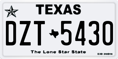 TX license plate DZT5430