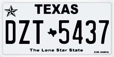TX license plate DZT5437