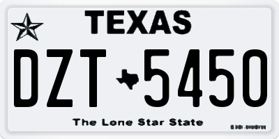 TX license plate DZT5450