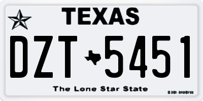 TX license plate DZT5451