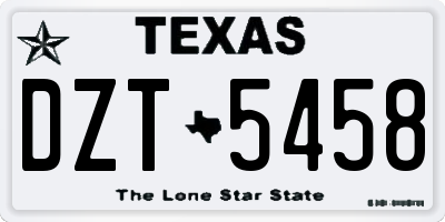 TX license plate DZT5458