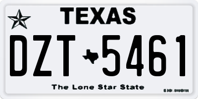 TX license plate DZT5461