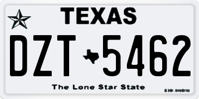 TX license plate DZT5462