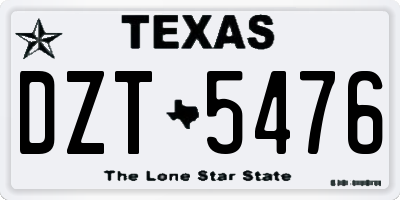 TX license plate DZT5476