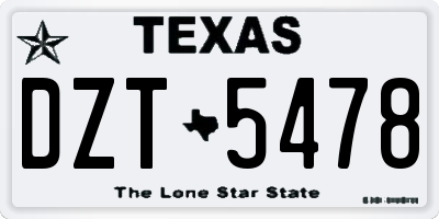 TX license plate DZT5478