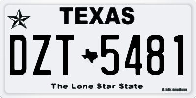 TX license plate DZT5481