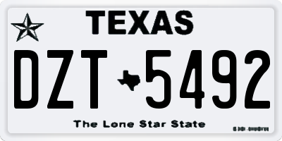 TX license plate DZT5492