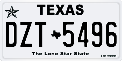TX license plate DZT5496