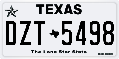 TX license plate DZT5498