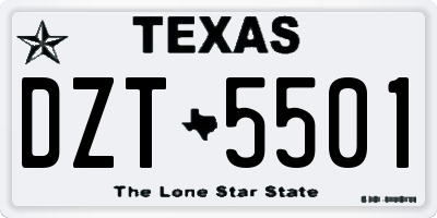 TX license plate DZT5501