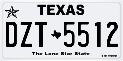 TX license plate DZT5512
