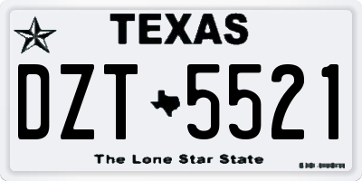 TX license plate DZT5521