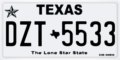 TX license plate DZT5533