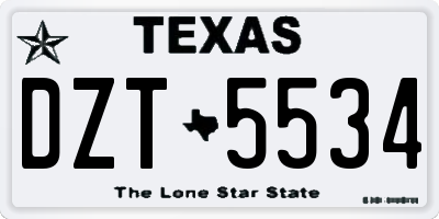 TX license plate DZT5534