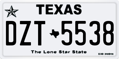 TX license plate DZT5538