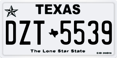 TX license plate DZT5539