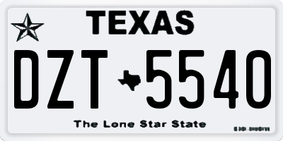 TX license plate DZT5540
