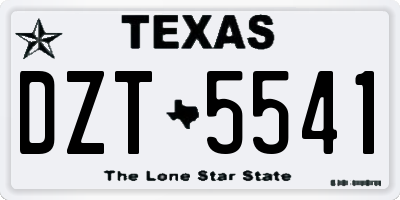 TX license plate DZT5541