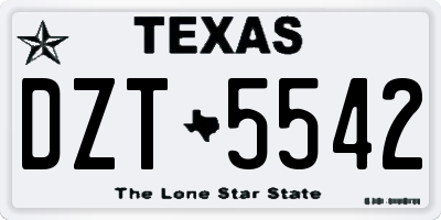 TX license plate DZT5542