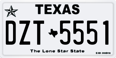 TX license plate DZT5551